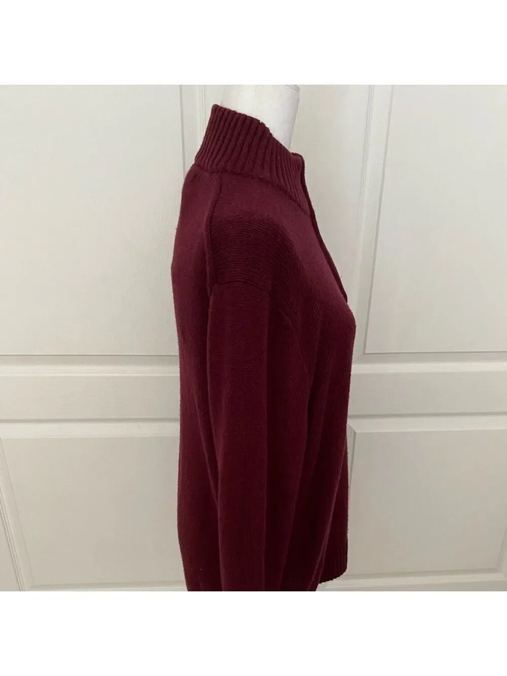 Sonoma Half-Zip Mock Neck Sweater | Burgundy Knit | Size Large - Picture 4 of 11